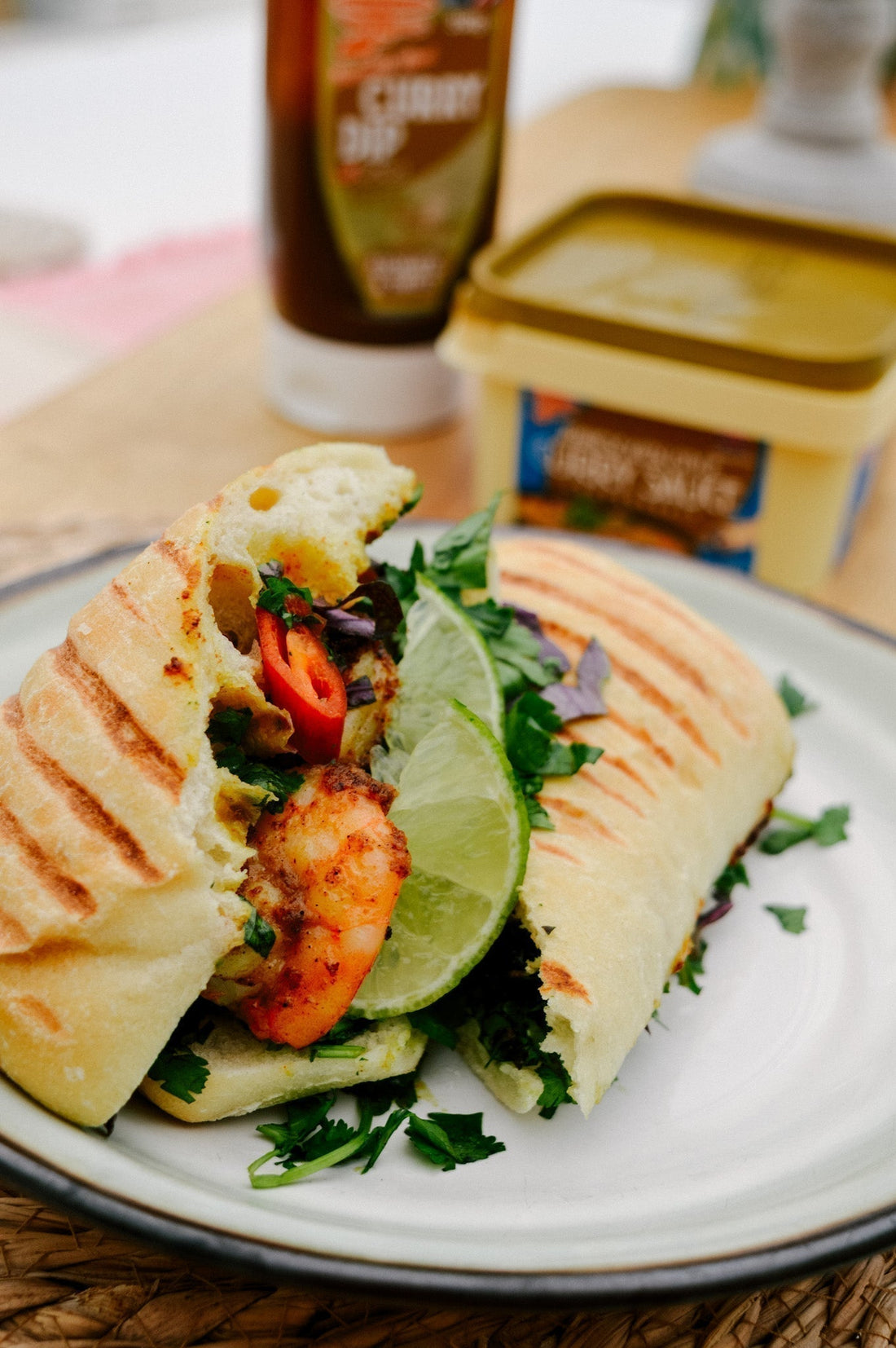 KATSU KING PRAWN PANINI WITH LIME & CHILLI